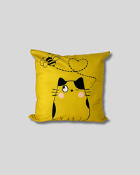 Cojín amarillo de gato