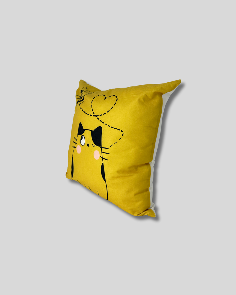 Cojín amarillo de gato
