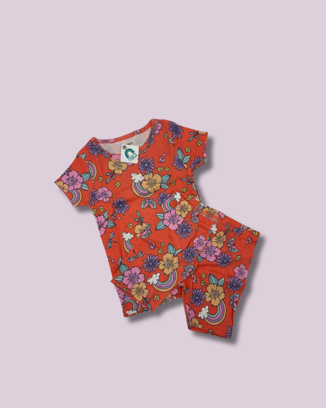 Pijama naranja de flores