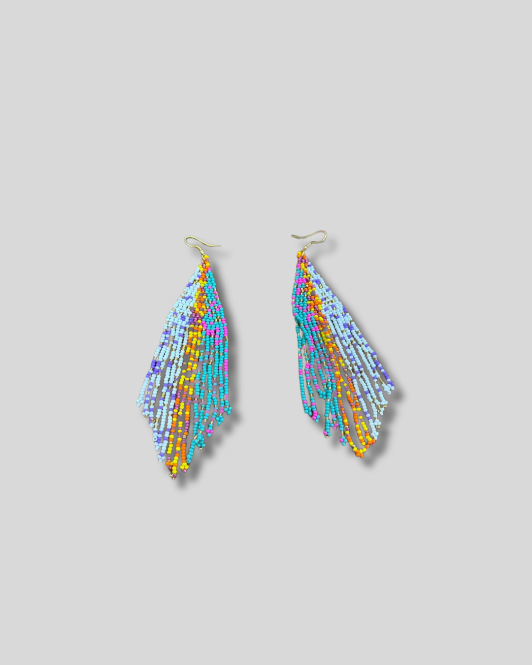 Zarcillos largos blanco,turquesa y amarillo