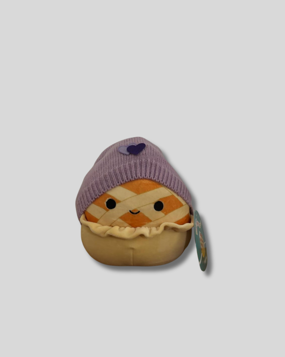 Gorro tejido morado con corazones