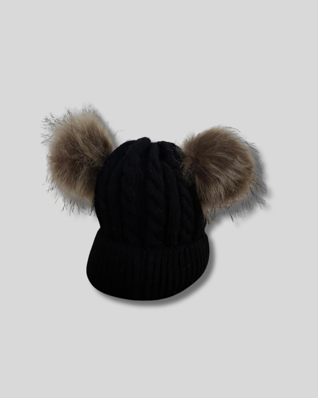 Gorros tejidos negro con dos borlas