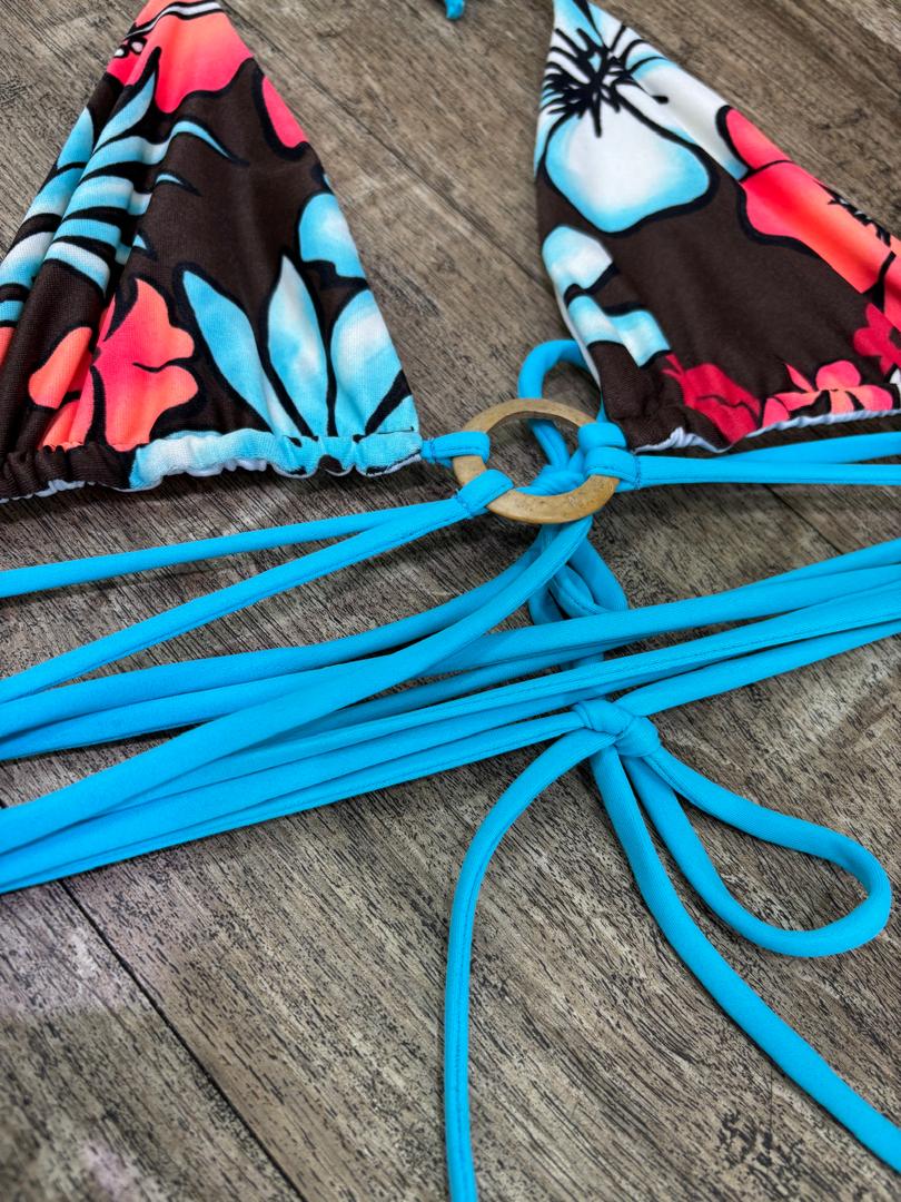 Traje de Baño Bikini floreado con tiras