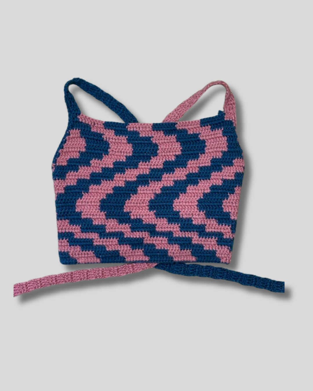 Top Crochetde ondas rosado y azul