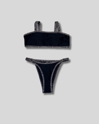 Traje de Baño Bikini negro con top Shein