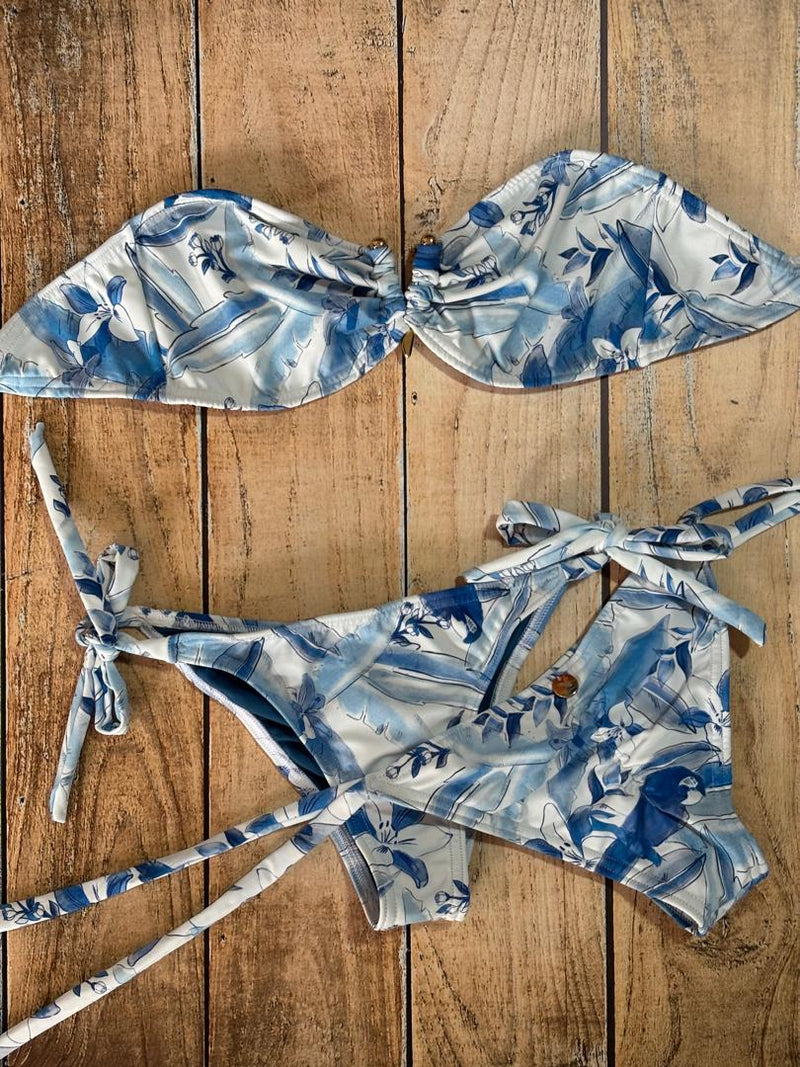Traje de Baño Bikini Noha loro azul strapless