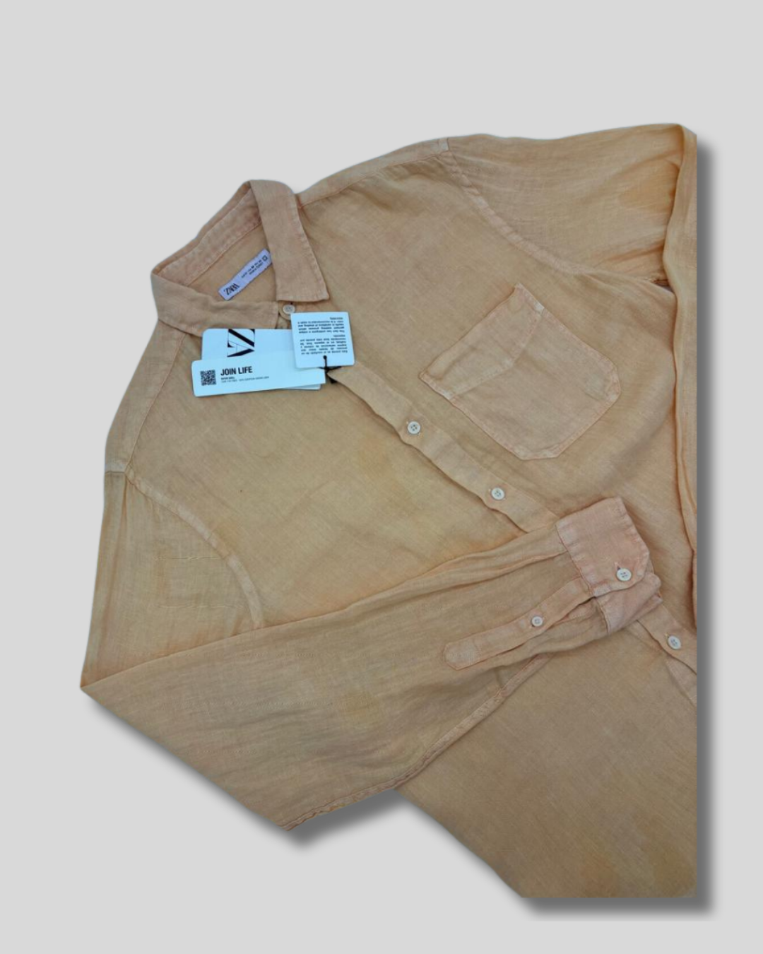 Camisa de lino naranja Zara
