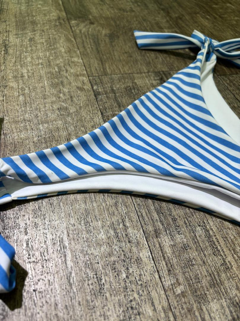Traje de Baño Bikini strapless Shein rayas azules