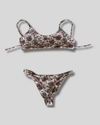 Traje de Baño Bikini Noha crema con flores marrones