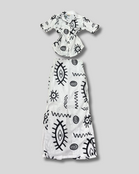 Conjunto colombiano de falda larga y camisa de ojos turcos