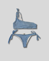 Traje de Baño Bikini strapless Shein rayas azules