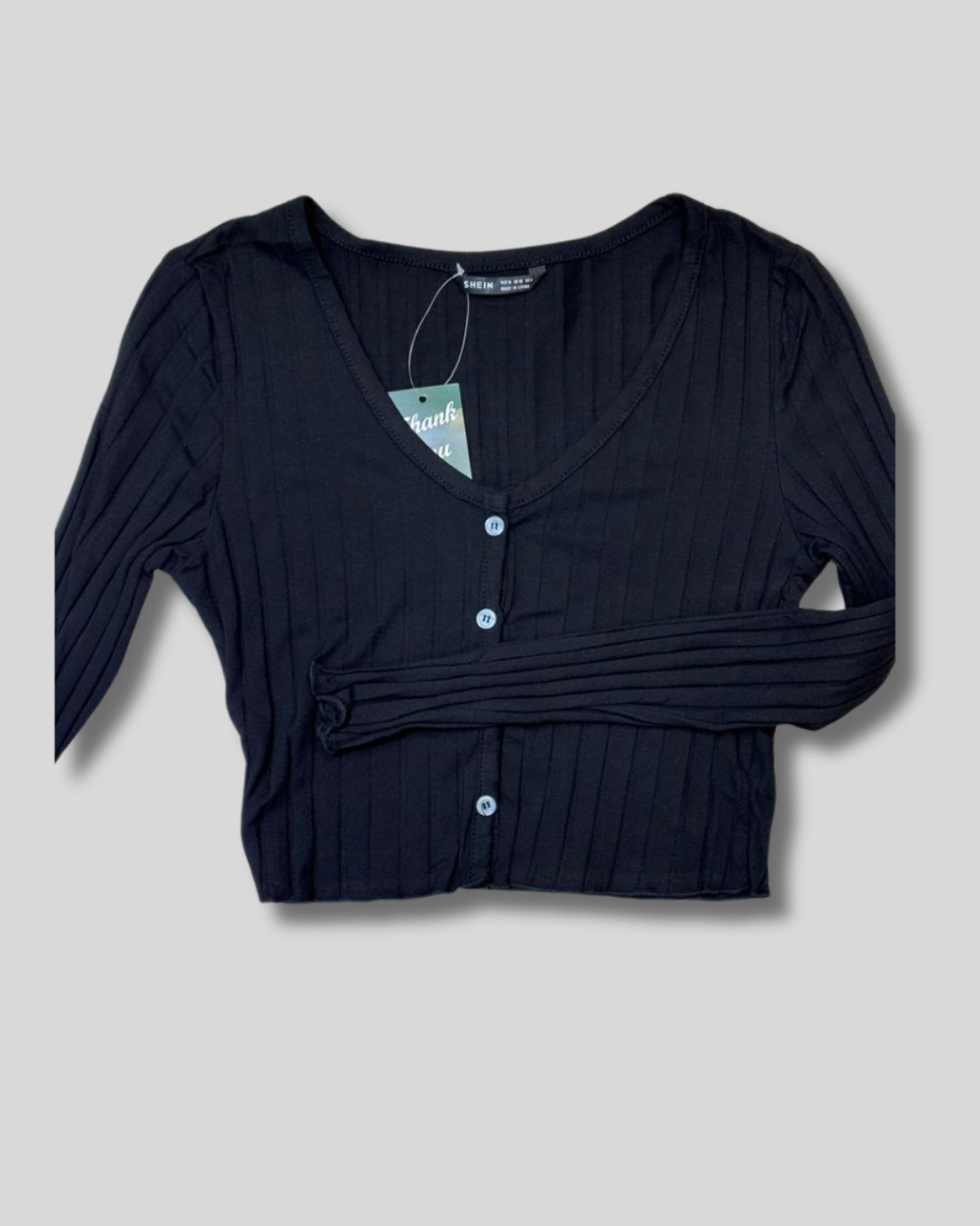 Top manga larga Shein con botones