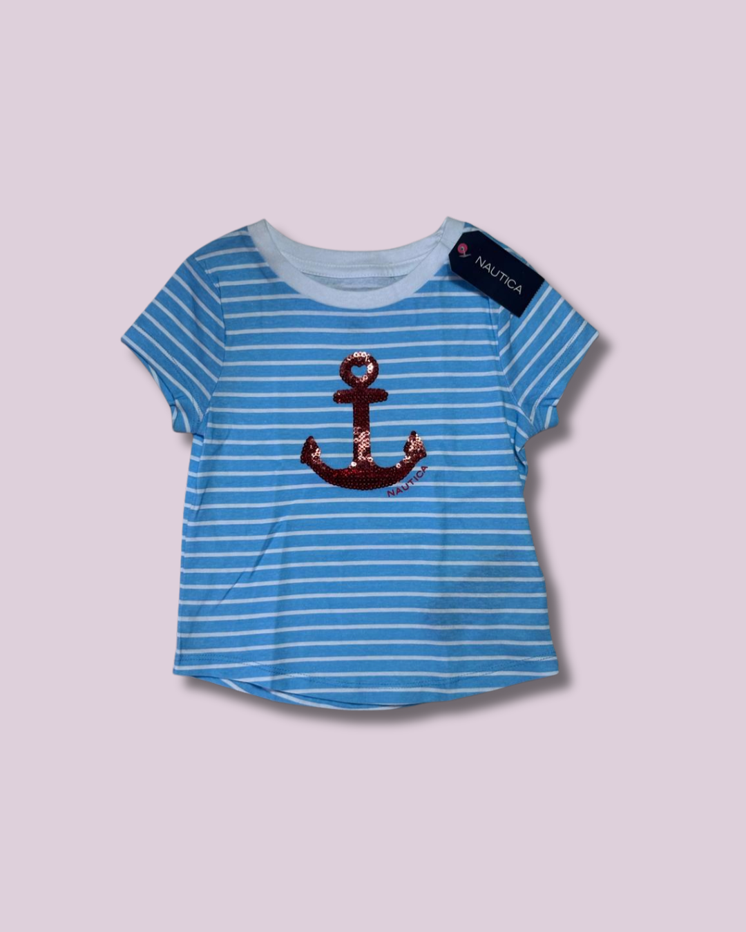 Franela azul de rayas y ancla Nautica