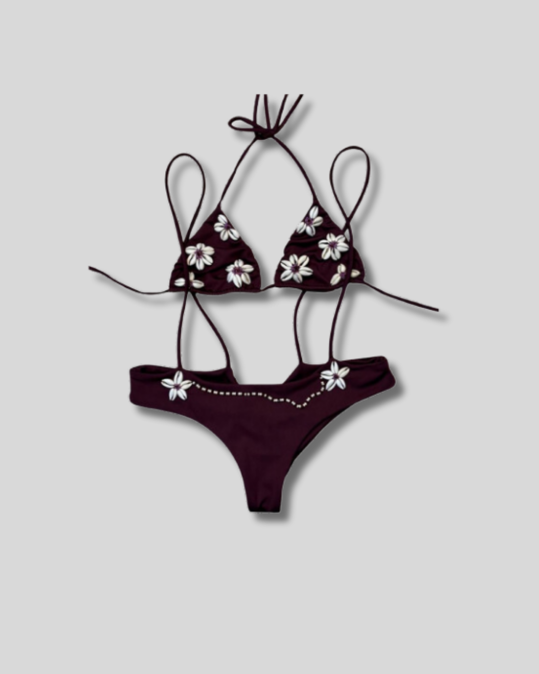 Traje de Baño bikini con tirantes bordado a mano