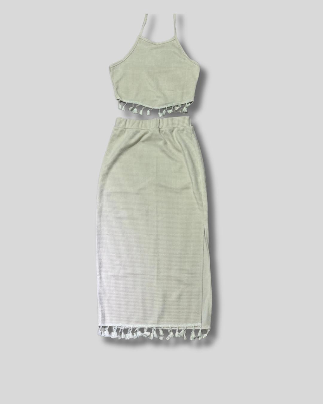Conjunto de falda y top crema