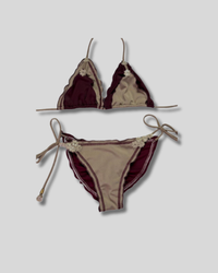 Traje de Baño Bikini colores tierra con volantes