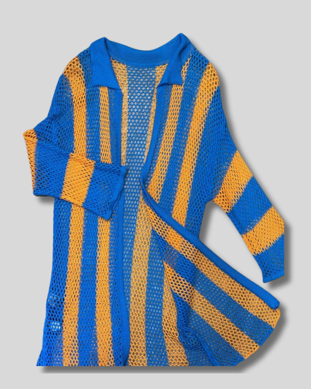 Kimono corto azul y naranja