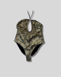 Traje de Baño Entero dorado corte alto