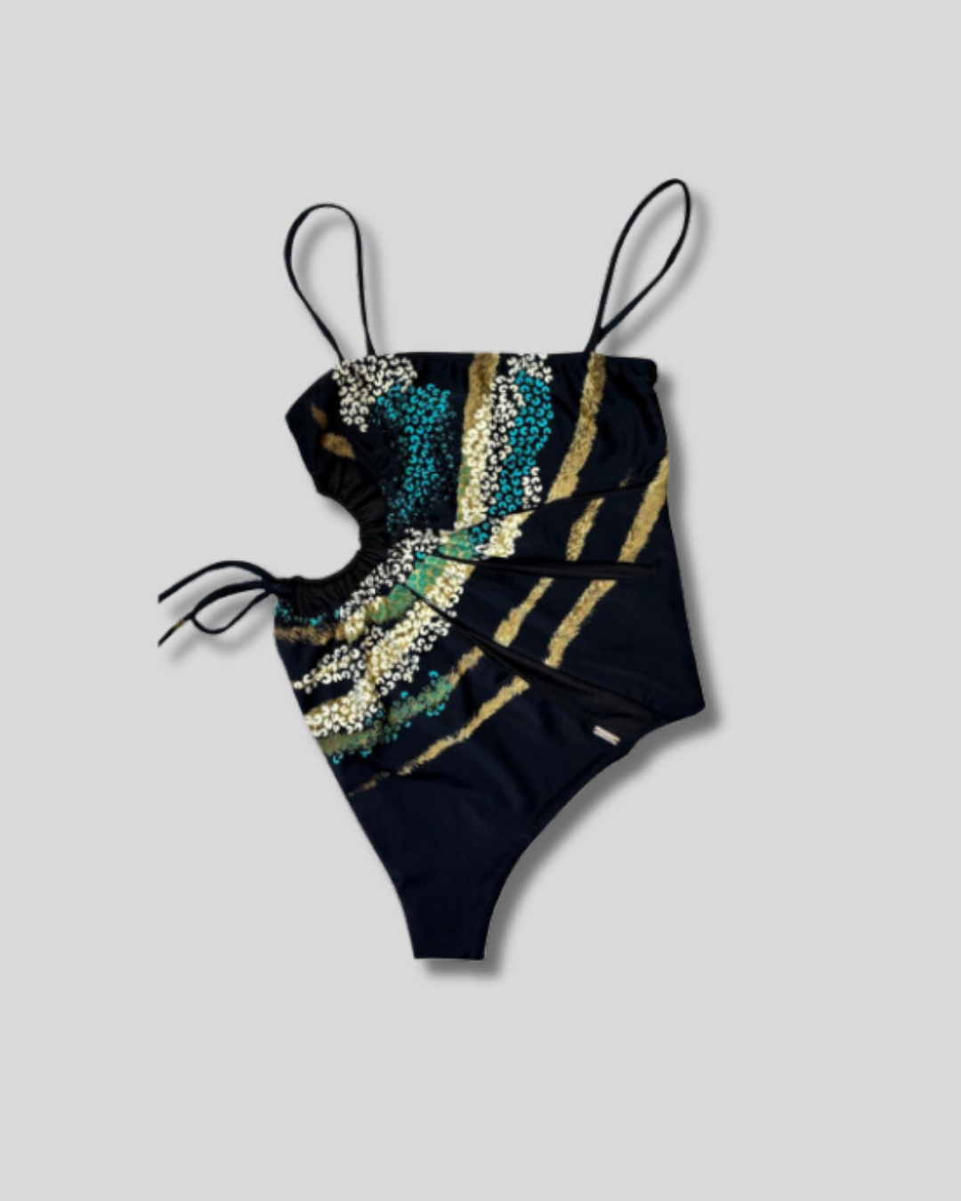 Traje de Baño Entero negro con diseño laterales