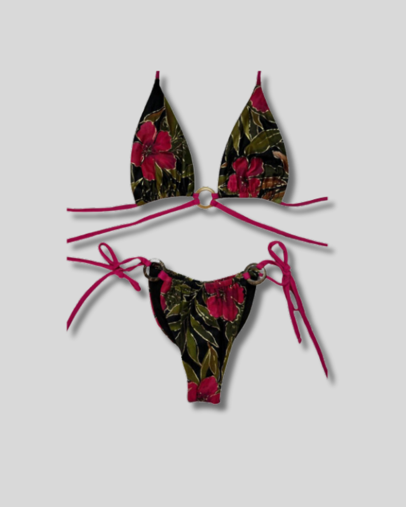 Traje de Baño Bikini floreado con tiras