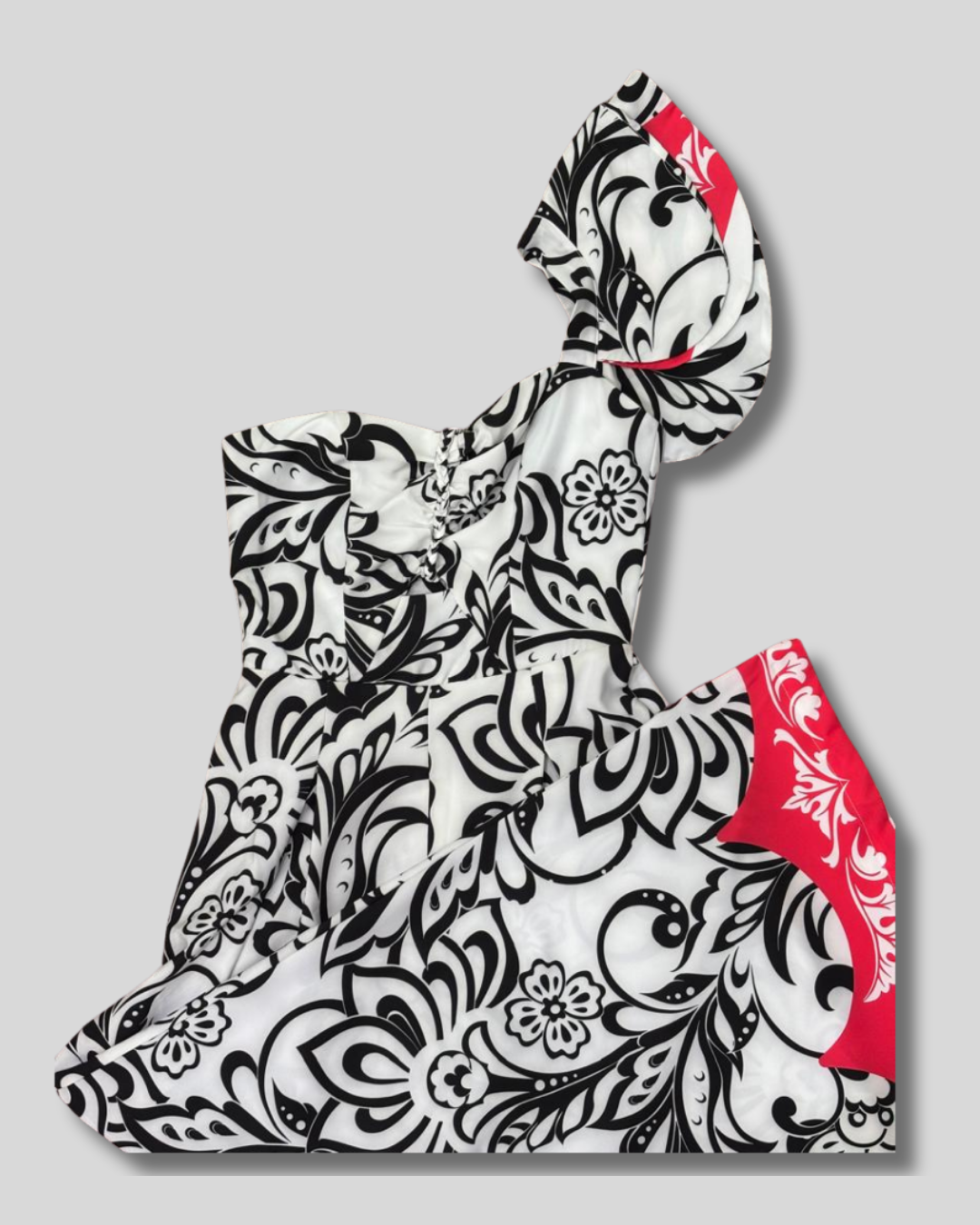 Braga larga colombiana con estampado negro y rojo