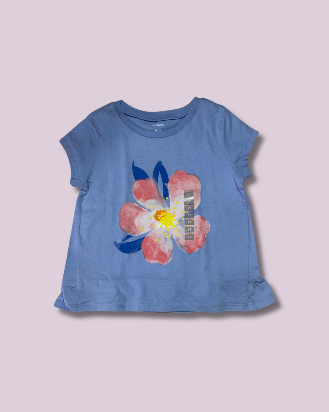 Franela azul con flor