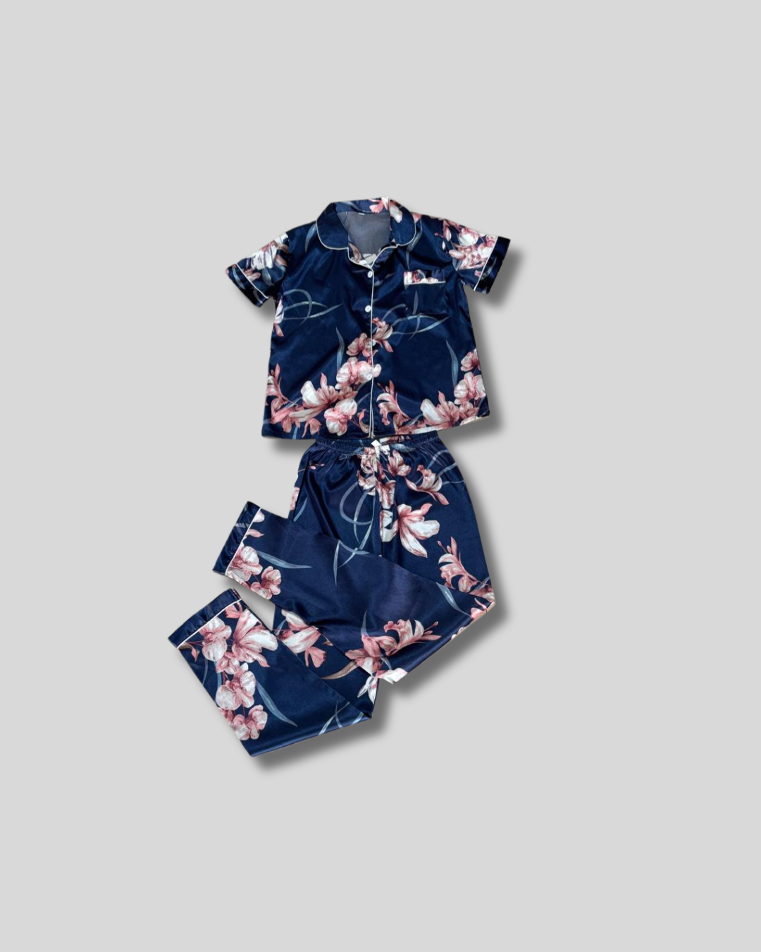 Pijama de pantalón estampado de flores