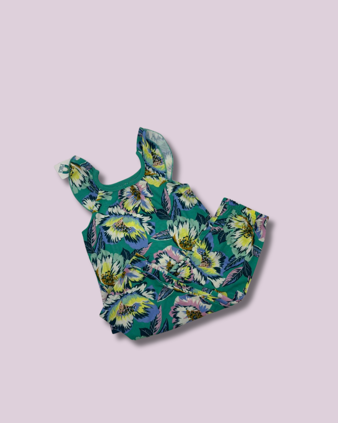 Pijama verde con flores