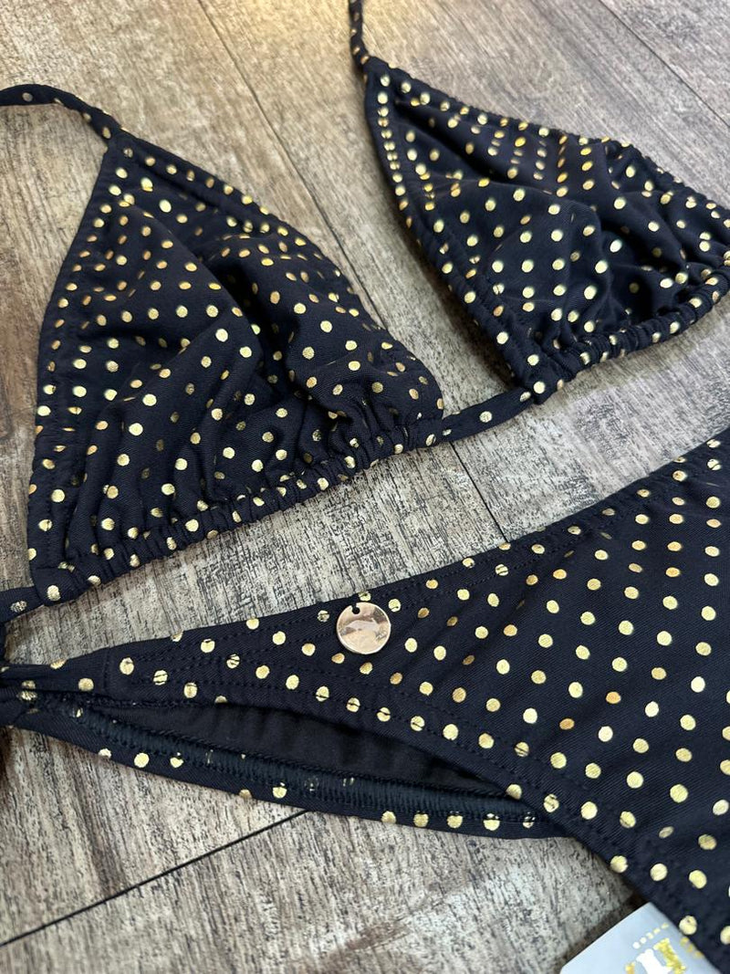 Traje de Baño Bikini clásico de puntos dorados