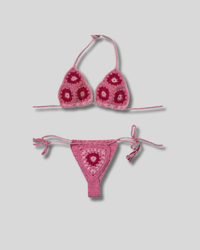 Traje de Baño Bikini tejido rosado