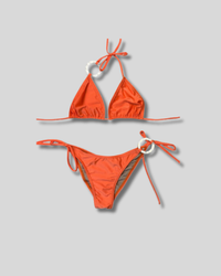 Traje de Baño Bikini clásico naranja con aro