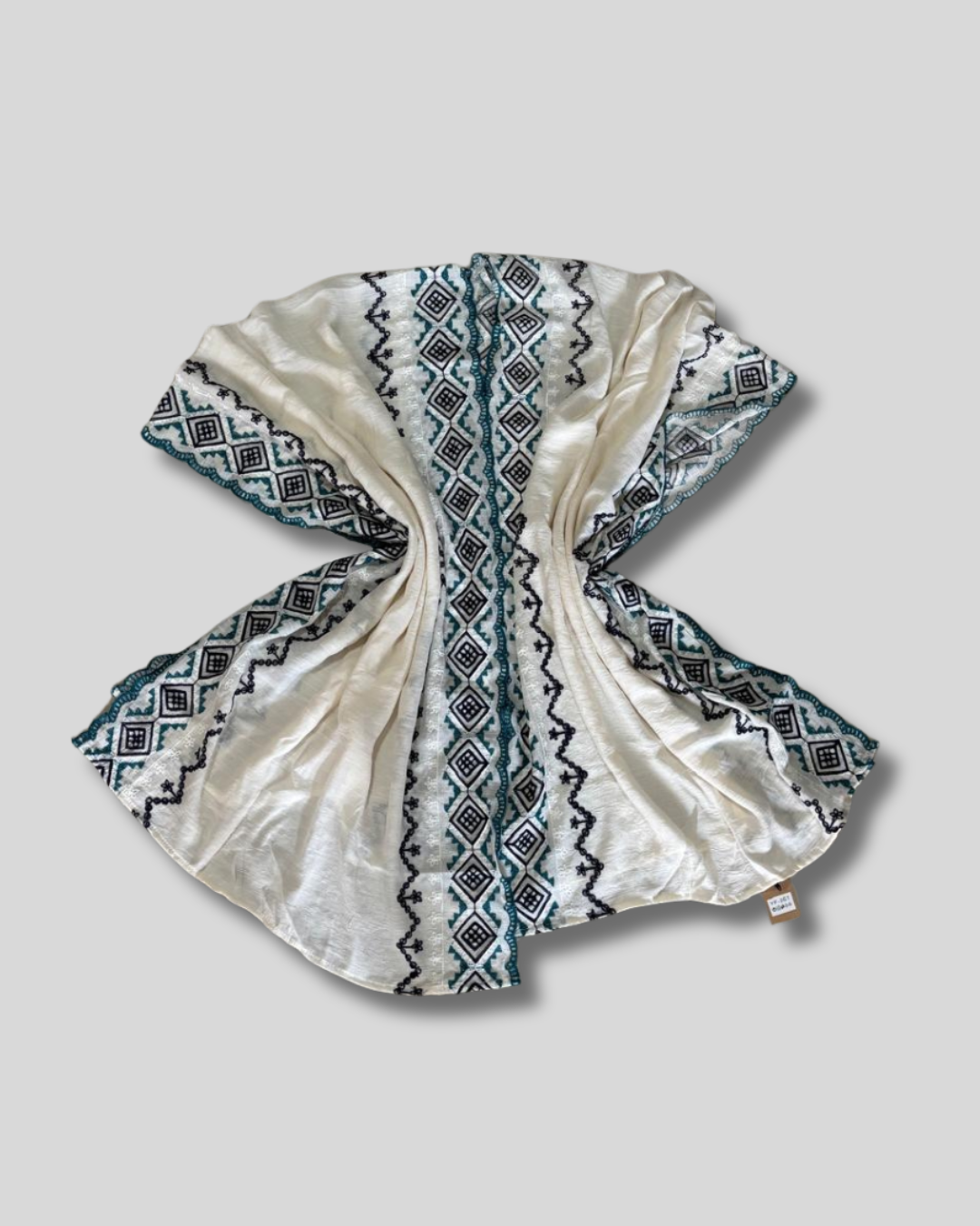 Kimono Boho con tonos turquesa