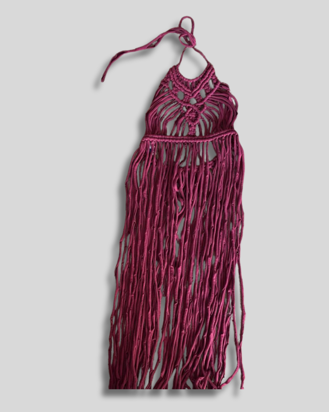 Kimono vino tinto en macramé