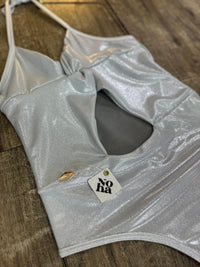 Traje de Baño Entero plateado