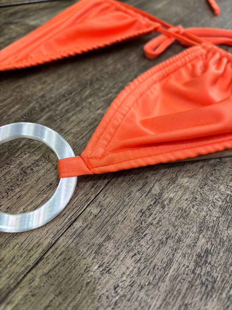 Traje de Baño Bikini clásico naranja con aro