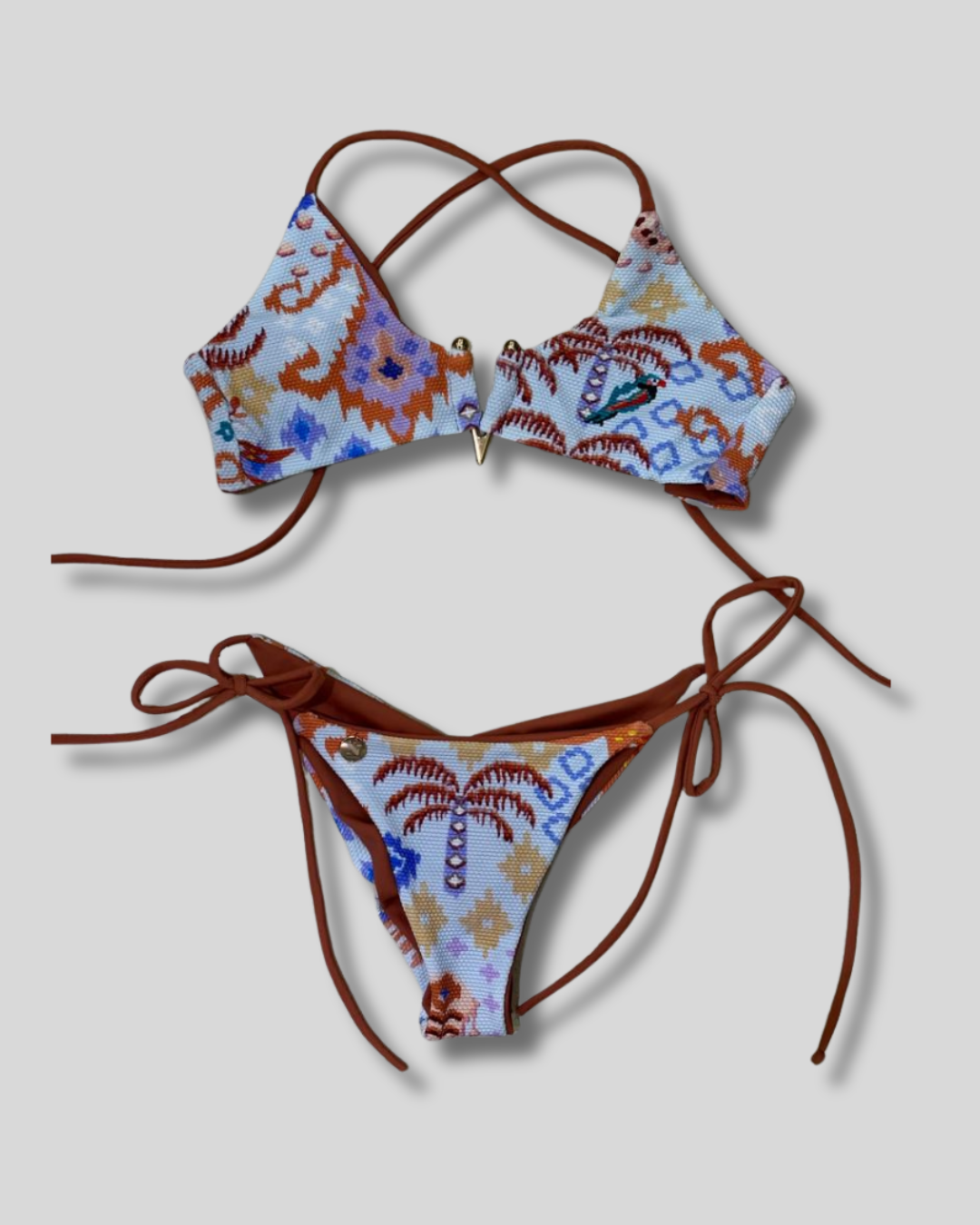 Traje de Baño Bikini Noha  con tela texturizada de palmeras